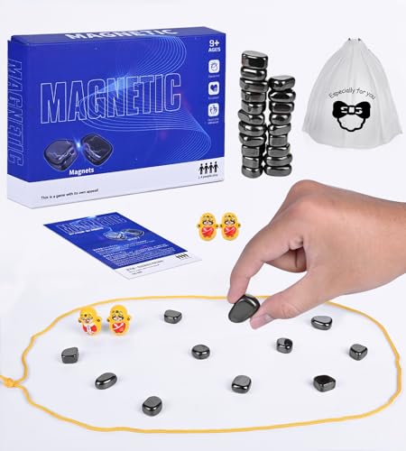 Jeu de Table Magnétique - Jeu d'Échecs et de Dames Éducatif sur Plaque de Pierre Magnétique pour Fêtes de Noël Familiales - Plaque Magnétique Portable et Accessoires de Fête