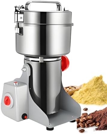 4200W Commercial Stainless Steel Electric Pulverizer - High-Speed 32000r/min Dry Grain Mill for Soybeans, Coffee Beans, Peppers - Portable 800g Capacity