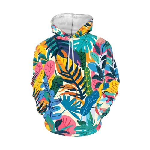 Image of Forchrinse Green Palm Tree Sea Beach Mens Hoodies Pullover Long Sleeve Fleece Hoodie Cozy Sport Casual Outwear