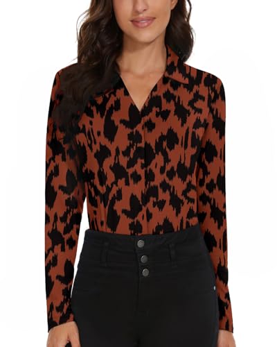 Image of Soneven Womens Golf Polo Shirts 3 /4 Long Sleeve V Neck Button Down Shirts Business Causal Work Blouses Tops