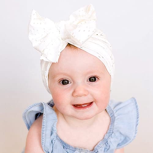 Newborn Baby Turban Hat with Bow, Breathable Cotton Newborn Baby Girls Boys Hospital Hat Headwear Photo Shoot Props Pink3