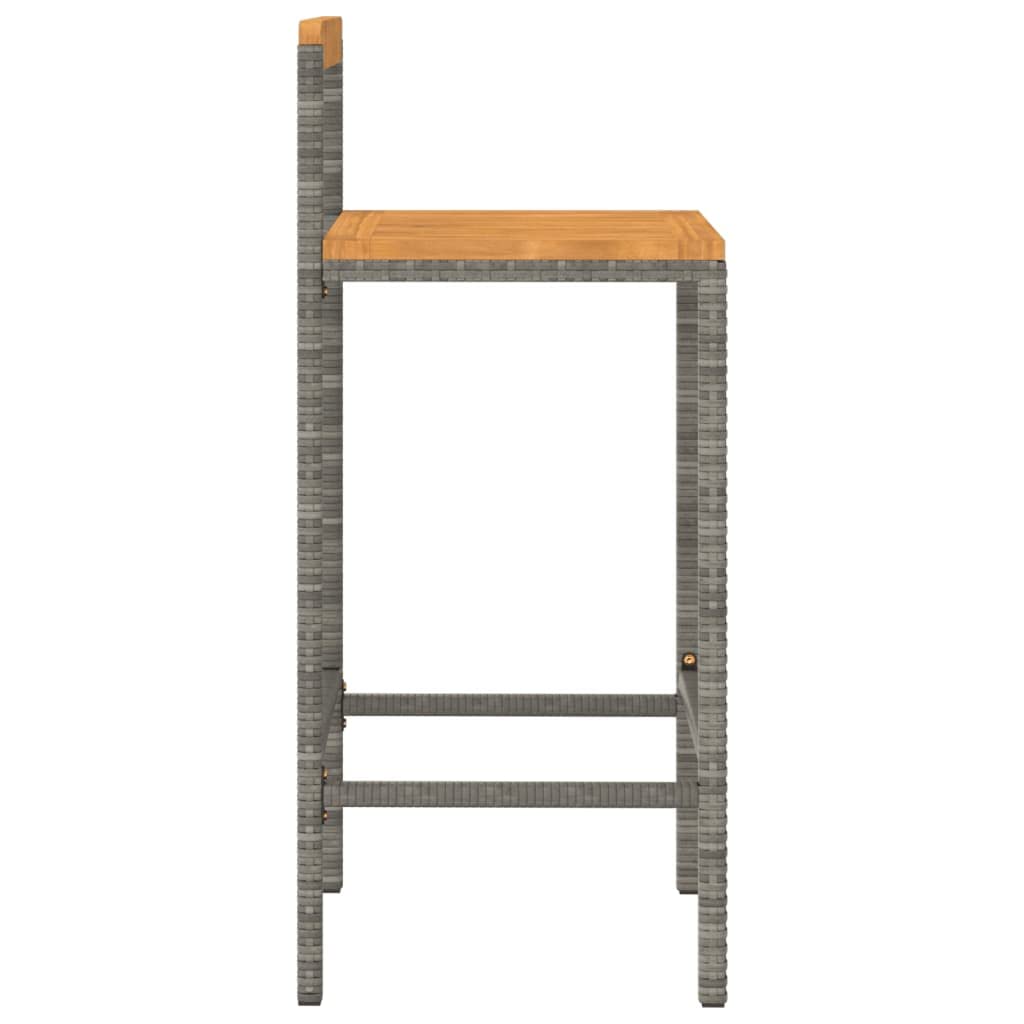 vidaXL Taburetes Altos 2 uds Madera de Acacia y ratán sintético Gris, Taburete Alto, Taburete de Barra de Cocina, Muebles de Bar, Silla Alta de Cocina