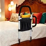 Kaucytue Aufstehhilfe Bett, Bettgitter Rausfallschutz Erwachsene mit 2 Handläufe & Aufbewahrungstasche, Tragbare Verstellbare Bett Einstiegshilfe, Haltegriffe für Senioren, Sicher und Stabil