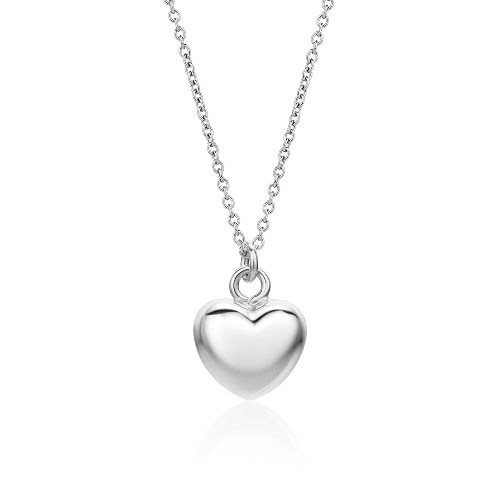 MIORE Collar Mujer Plata/Chapado en Oro 18 Quilates, Collar Corazón, Colgante Mujer de Corazón, 45cm Cadena Plata, Joyería Hipoalergénica Hecha a Mano en Italia, Joyas con Joyero
