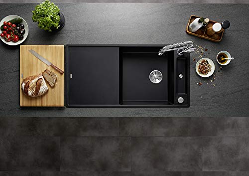 BLANCO AXIA III XL 6 S-F | Granitspüle aus SILGRANIT softweiß | Einbauart: Flächenbündig | reversibel | mit Holzschneidbrett | für 60 cm breite Unterschränke | Reinigungsfreundliche Öberfläche