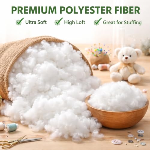 Image of Premium Polyester Fiber Filling for Pillow, Cushion & Soft Toys | Soft Fluffy Stuffing Fiber | Lightweight Refill for DIY Craft, Teddy Bear & Doll Making | Washable & Durable | 1000g Pack (White)