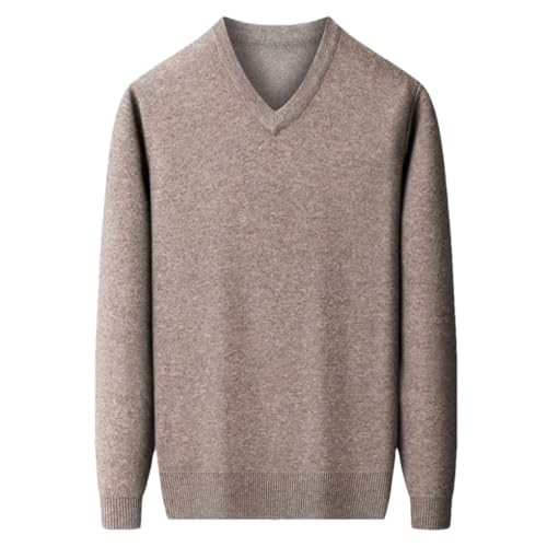 Men's Knitted V-Neck Wool Sweater Thick Solid Color Pullovers Business Casual Sweater Top