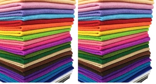 Image of flic-flac 28pcs 12 x 8 inches (30cmx20cm) 1.4mm Thick Soft Felt Fabric Sheet Assorted Color Felt Pack DIY Craft Sewing Squares Nonwoven Patchwork (Pack of 2)