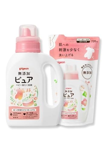 無添加 ベビー 赤ちゃん 洗濯用洗剤 ピュア 本体 800ml + 詰替え 720ml 洗浄力 低刺激 すすぎ1回 セット