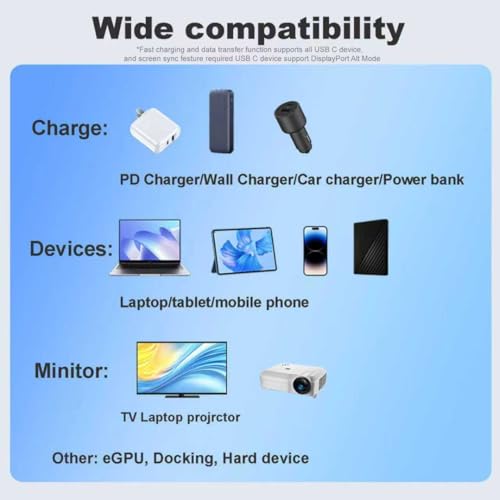 Image of 80Gbps USB4 Cable for Thunderbolt 5, 3.3FT Braided USB C to USB C Cable, Up to 120Gbps Bandwidth, 240W PD3.1 Charging, 16K /8K Display, Compatible with Thunderbolt 4 /3, MacBook, iPhone17, SSD, Docking