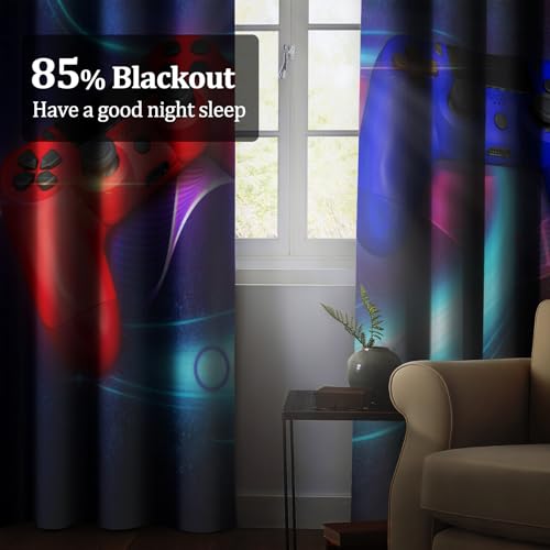 Kzzfqxb Playing Games Blackout Curtains, Gamepad Window Drapes for Kids Boys Video Game Room, Gaming Controller Curtain Panel with Thermal Insulated Grommet,2 Panels,Each W42 xL85 by Kzzfqxb - Image 4