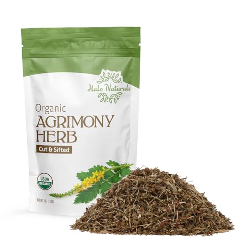 Halo Naturals Organic Agrimony Herb Cut & Sifted, 4 Ounces (Agrim...