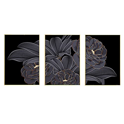 Tableau triptyque plante fleur gris nordique 50x70cm décoration murale