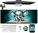 Large Mouse Pad Set, Desk Mat + Elbow Rest Pad + Coaster, Easy Typing Pain Relief, Ergonomic Arm Rest Pad with Memory Foam, Extended Desk Pad Anti-Slip Rubber Base for Office Home, Elephant