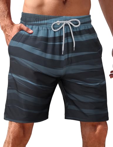 Image of BOJIN Mens Swim Trunks 9 inch Quick Dry Stretch Swim Shorts Mesh Lining Bathing Suits Swimwear Beach Shorts with Pockets