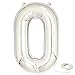40 Inch Silver Jumbo Digital 0 Number Balloons Huge Giant Balloons Foil Mylar Number Balloons for Birthday Party Events, Wedding, Bridal Shower Engagement Photo Shoot, Anniversary (Silver 0)