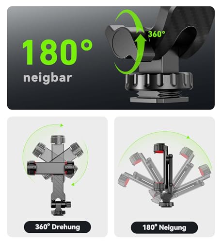 YZNT Handyhalterung für Stativ, Universeller Stativ Handyhalterung mit 2 Standard-Kaltschuhe und 1/4-Zoll-Standardschraube, 360° Drehbar & 180° Neigung, Kompatibel mit iPhone, Android & Kamera