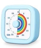 Cexovo Visueller Timer für Kinder 60 Minuten Countdown Timer mit Großem Bildschirm, für Kinder Zahnputztimer Leise, Regenbogen Zeitmanagement Tool für Küche, Klassenzimmer (Blau)