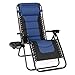 PHI VILLA Padded Zero Gravity Lounge Chair Patio Foldable Adjustable Reclining with Cup Holder for Outdoor Yard Porch Blue