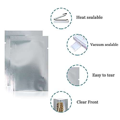 Mitob Silver Aluminum Foil Pouch Heat Seal Front Window Plastic Mini Open Top Flat Vacuum Packaging Mylar Bag Food Small Sample Mylar Storage With Tear Notch thumb #6