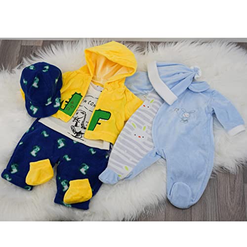 BiBi Doll Baby Boy Doll & Reborn Clothes Set, 20" (50cm), Pack of 2 Outfits Including Dinosaur Jacket & Blue Bunny Jumpsuit - Image 2