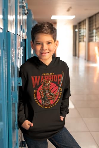 Sweat à capuche samouraï noir enfant 8 ans vêtement coton manches longues - 2