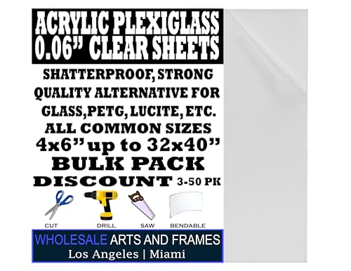 WHOLESALE ARTS AND FRAMES 0.06\" Clear 5x7 Acrylic Sheets 20 Pack. Acrylic Panels for Picture Frame Glass Replacement - Thumbnail 2