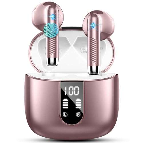 Wireless Earbuds, Bluetooth 5.4 Headphones in Ear 2025 Wireless Earphones with 4 ENC Mic, Mini Ear buds with HiFi Stereo Deep Bass, 56H Playtime Dual LED Display,Bluetooth Earbud IP7 Waterproof/Drsaec