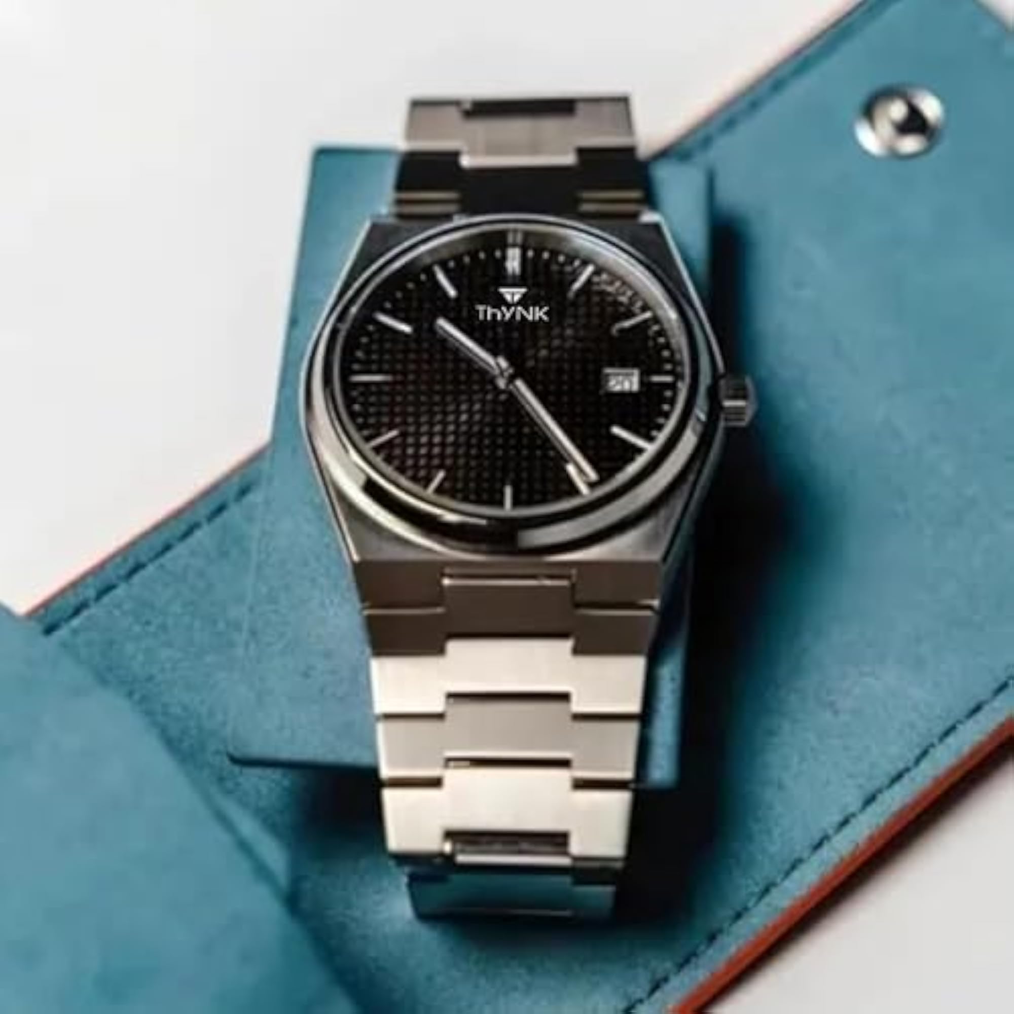 Men's Black Dial Steel Strap Watch, Classic Design