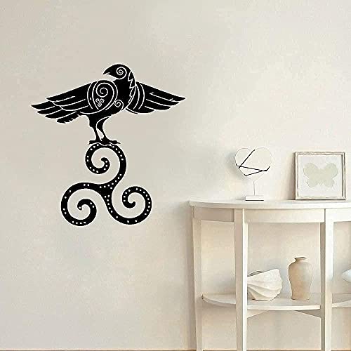 Vinyl Wandtattoo Blume Vogel Viking Rune Tür Und Fenster Aufkleber Kinderzimmer Wohnzimmer Dekoration Kunst Tapete 57X59Cm