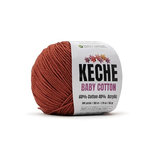 Image of Keche Baby Cotton, 60% Cotton 40% Acrylic Yarn, Soft Cotton Yarn for Crochet and Knitting, Amigurumi Yarn 1 Skein /Ball 1.76 Oz (50g) / 180 Yrds (165m) - Terracotta