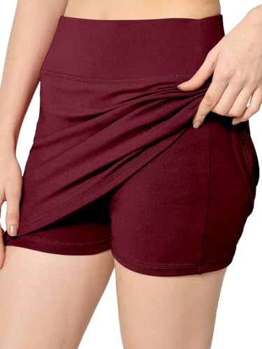 Image of FRAULEIN Skorts /Skirts with Attached Inner Shorts for Women & Girls Solid High Waist Mini Sports Skirts Tennis Running Workout Gym and Casual Skorts