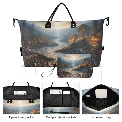 Large Travel Duffel Bag, Night Painting Sports Tote Gym Bag, Shoulder Weekender Overnight Bag for Women Men, Carry On Luggage with Toiletry Bags2