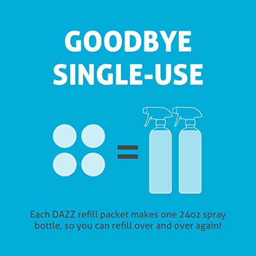 Dazz Window And Glass Cleaner Starter Kit (1 Reusable Spray Bottle, 2 Refills) Natural Cleaning Tablets - Streak Free, Eco Friendly, Non Toxic - Safe For Kids & Pets #TOP3