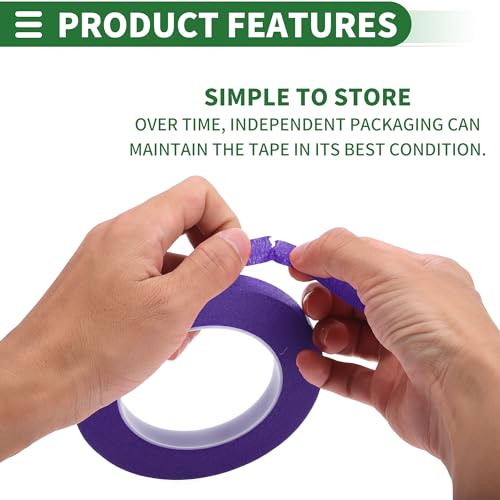 Image of Motoforti Universal Painters Tape Masking Master Tape 0.15cm /0.3cm /0.6cm /1.2cm /1.9cm x 55m Easy Removal Crepe Paper Purple 5 Pcs