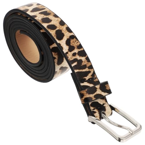 LIFKOME Leather Belt for Women Brown Leopard Print Vintage Design Pu Leather Belt for Women