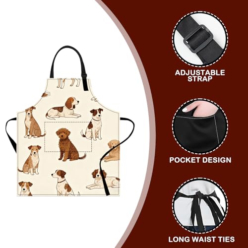Image of Nuxovilar Polyester Cute Kitchen Apron with Pockets 26.7x30.7 Inches for Home Kitchen Baking Cooking Catering