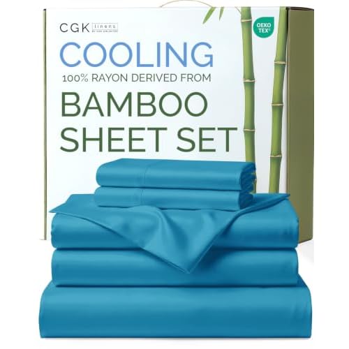 100% Rayon Derived From Bamboo - Bamboo Sheets Twin Size - White | Cooling Sheets for Hot Sleepers, Soft, Breathable Hotel Bedding, 1 Flat & 1 Fitted & 1 Pillowcase w/ 16 Inch Deep Pockets