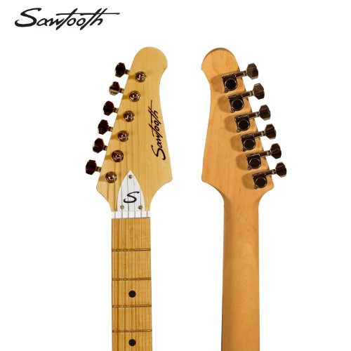 Sawtooth Citron Guitare électrique Vanille avec pickguard blanc – Comprend sangle, médiators et leçon en ligne - Les Beatles, Paul McCartney, John Lennon, RIngo Starr, George Harrison Sawtooth Citron Guitare électrique Vanille avec pickguard blanc – Comprend sangle, médiators et leçon en ligne – Image 6