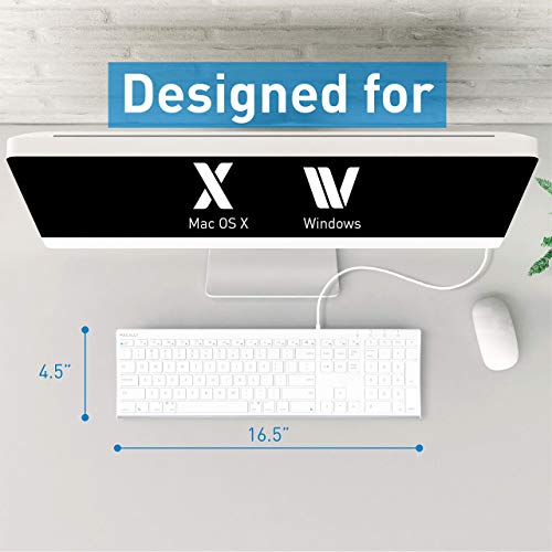 Macally Ultra Slim Wired Computer Keyboard and a Silent Wired Mouse, Essential Office Accessories