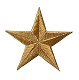ETDesign #E02197 Embroidery Iron On Star Applique Patch - 3' by 3' (Gold)