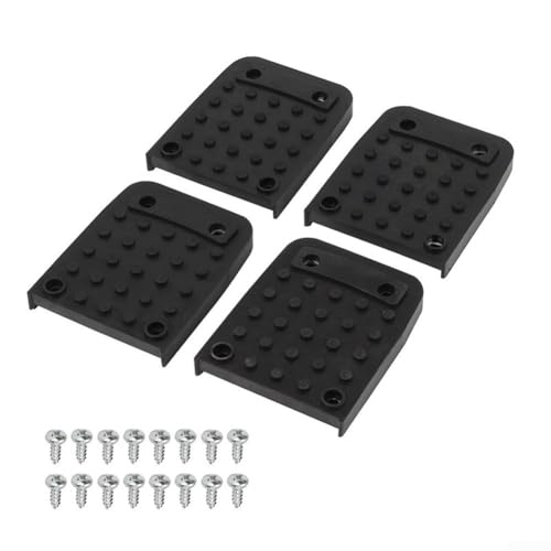 Zilimontt Lot de 4 patins de pieds de rechange antidérapants pour cloison sèche - Kit complet avec 16 vis - Semelle texturée - Stabilité améliorée - Noir - Portable - Dimensions : 10,4 x 8,3 x 1,2 cm