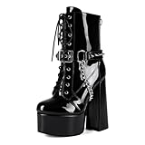 Produktspezifikationen: Absatztyp: Hoher Blockabsatz mit Plattform, Absatzhöhe: 14,5 cm, Plateauhöhe: 5 cm, Schafttyp: Kurzschaft