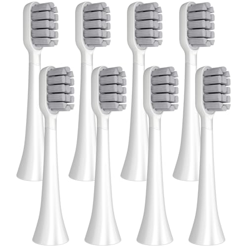 HOSOKA Toothbrush Heads, 6 Count Replacement Toothbrush Heads for Adults, Compatible with HOSOKA Electric Toothbrush (Pointed Bristle, White)