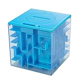 Lumiparty Money Maze Bank, Money Puzzle Box Cube Maze for Kids and Adults, Brain Teasers and Fun Game Challenge as Birthday Christmas Gifts for Coin Bills Cash Gift Cards and Checks (Blue)