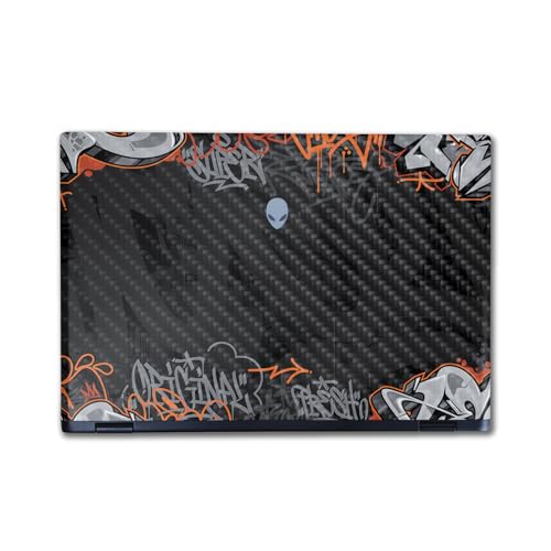 Image of Carbon Fiber Laptop Skin Compatible with Alienware M16 R2 (2024) - Orange Tag - Premium 3M Vinyl Protective Wrap Decal Cover - Easy to Apply | Crafted in The USA by MightySkins