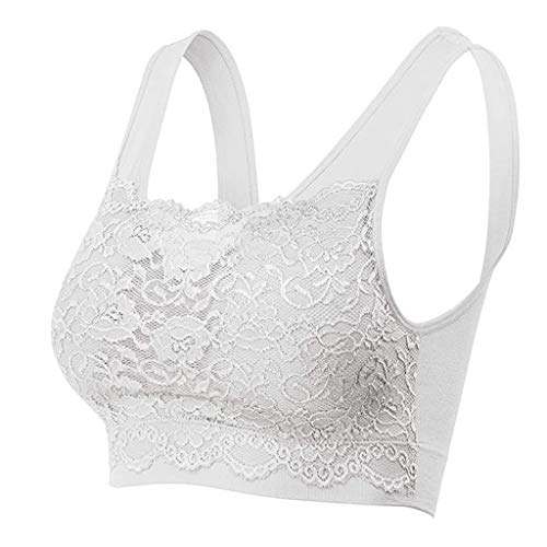 Sujetador deportivo sin costuras blanco talla S OBASDFD: top con encaje frontal para mujer 5