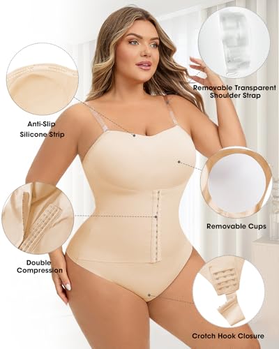 Full Body Shaper for Women Open Crotch Shapewear Plus Size Girdle Belly Shapewear Body Shaper Strapless3
