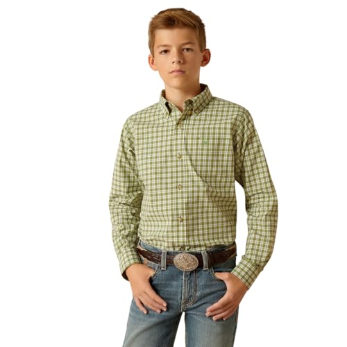 ARIAT Boys's Pro Series Eilad Classic Fit Shirt, Green, Small