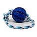 My Joone Made with Love | Hundespielzeug aus Tau in der Farbe blaumuster und Vollgummiball/Dentalball für kleine und große Hunde, Ball mit Schnur, Kauball, Wurfball, Snackball in 5cm und 7 cm